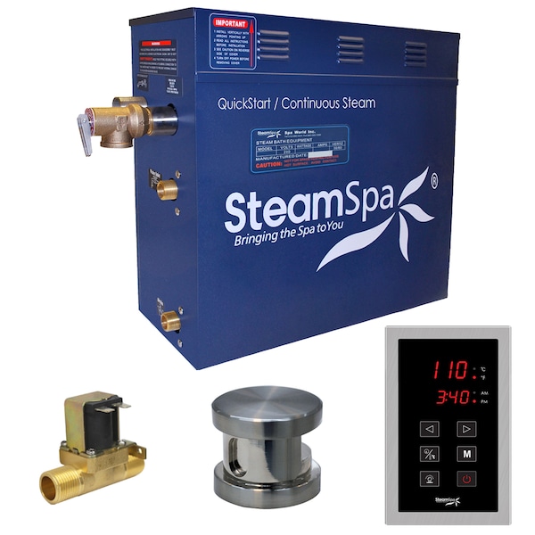 Steamspa Oasis 4.5 KW Bath Generator with Auto Drain in Brushed Nickel OAT450BN-A - main